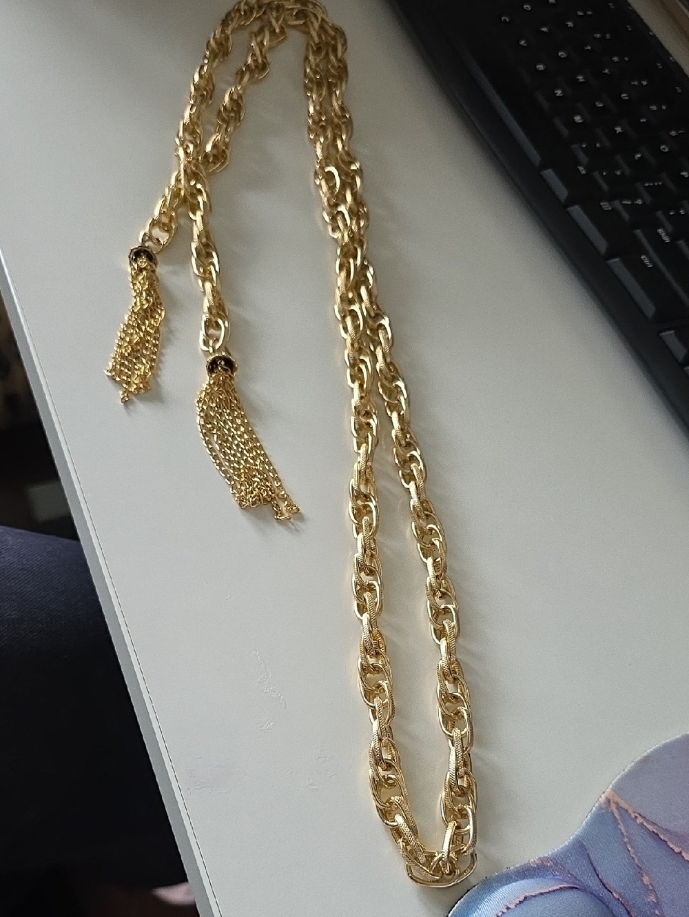 Gold Chain Tassel Belt Necklace